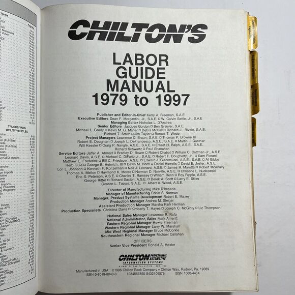 Vtg Chiltons Labor Guide Manual 1979 to 1997 Professional Technicians Edition - Picture 7 of 9